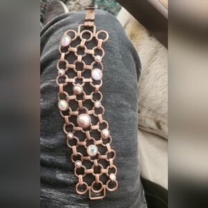 Lia Sophia Bronze and Pearl Bracelet